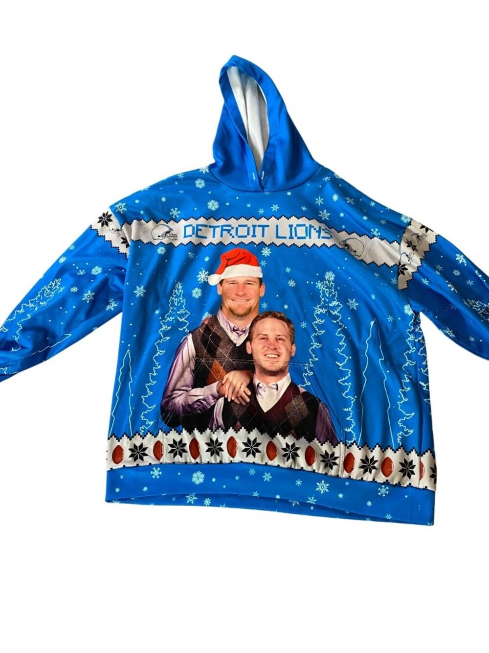 Jared Goff Dan Campbell Football Ugly Christmas Sweater 2025